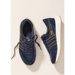 Gola Women’s Montreal Velvet/Leather Lace Up Sneakers in Navy Blue size 10